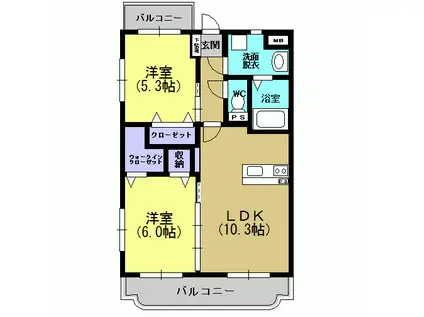 HIROKI・VILLA(2LDK/3階)の間取り写真