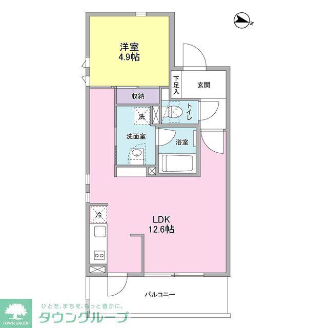 コスモリード目黒学芸大学ウエスト(1LDK/1階)の間取り写真