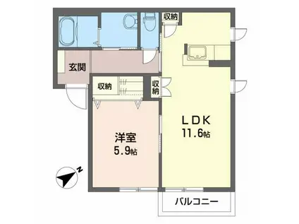 フォーレス(1LDK/2階)の間取り写真