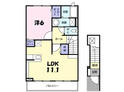 アルバローザ(1LDK/2階)の間取り写真