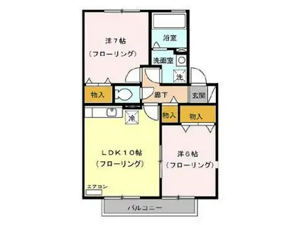サン・ヒル矢立 A(2LDK/2階)の間取り写真