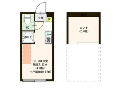 ハーモニーテラス池袋本町(ワンルーム/2階)の間取り写真