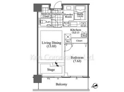 芝浦アイランド ブルームタワー(1LDK/37階)の間取り写真