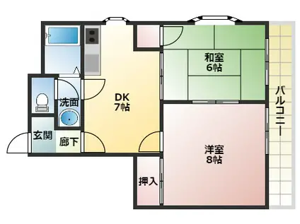 アーバンSライフ(2DK/4階)の間取り写真