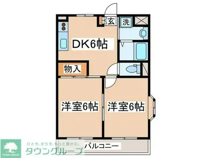 カーディナンス永山(2DK/1階)の間取り写真