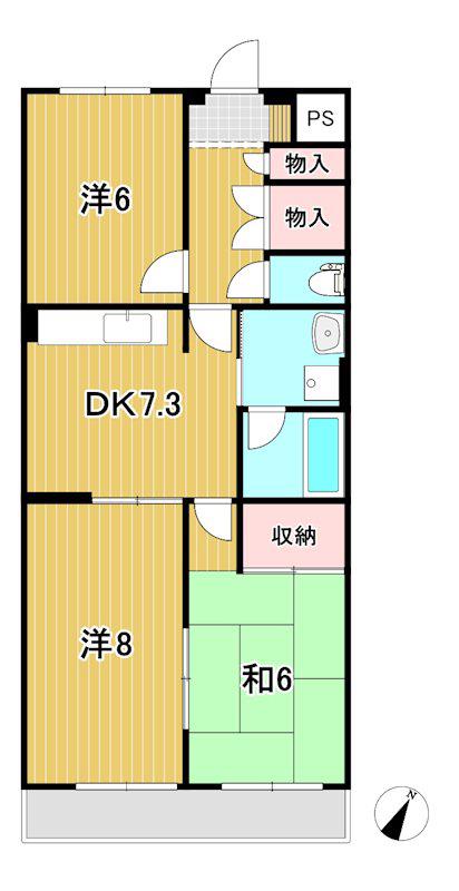 ヴァンヴェールK(3DK/1階)の間取り写真