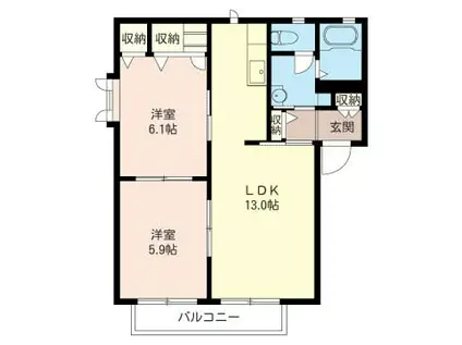 ケンジントンハウス(2LDK/1階)の間取り写真