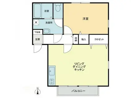 フォブール松本A(1LDK/2階)の間取り写真