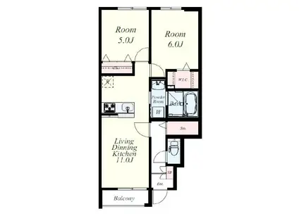 プルニエール博多(2LDK/1階)の間取り写真