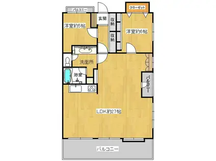 ダイアパレスグランデージ大名(2LDK/4階)の間取り写真