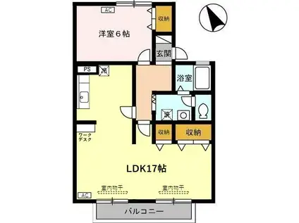 セジュール24 B(1LDK/1階)の間取り写真