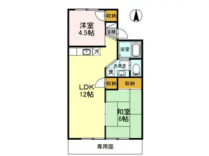 パークハイツ早瀬(2LDK/1階)の間取り写真