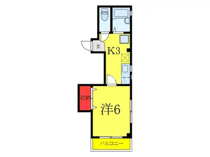 サンルミナス(1K/3階)の間取り写真
