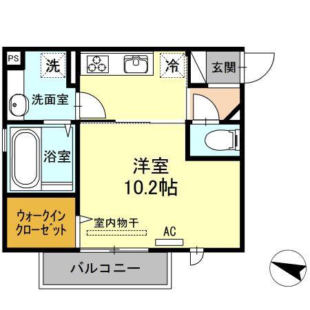 アイクレスト下関駅(1K/2階)の間取り写真