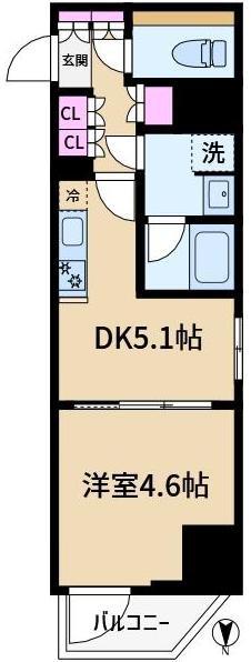 アジールコート王子(1DK/8階)の間取り写真