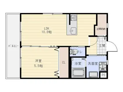 ASAMORI-SO(1LDK/2階)の間取り写真