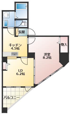 サンシャルム万代(1LDK/2階)の間取り写真