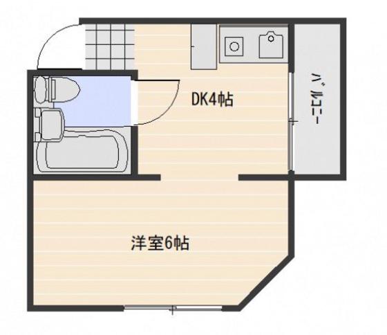 ログポース(1DK/2階)の間取り写真