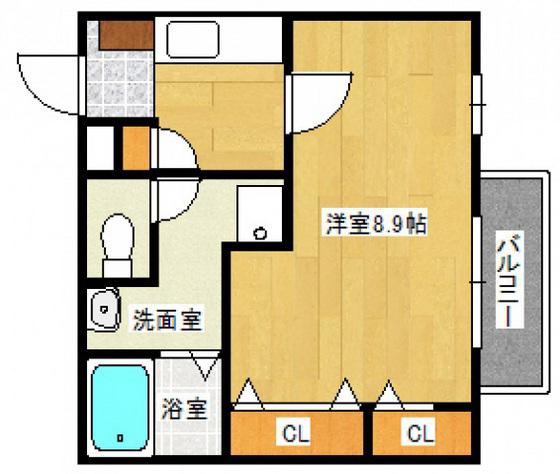 フォブール本町(1K/2階)の間取り写真