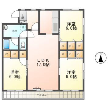 松崎パストラルコート(3LDK/1階)の間取り写真