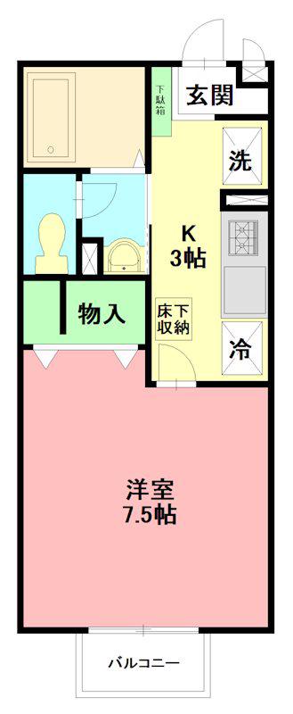 モンターニャ(1K/1階)の間取り写真