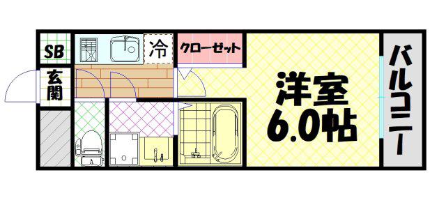 エスリード弁天町ルシェンテ(1K/5階)の間取り写真