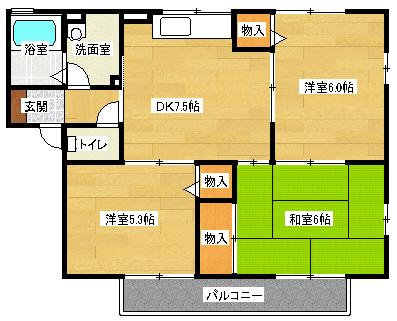 マ・メゾンB(3DK/2階)の間取り写真