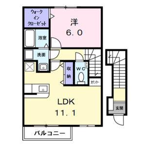 レインボー愛(1LDK/2階)の間取り写真