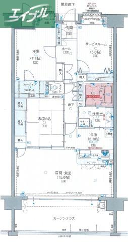 ポレスターブロードシティ岡山南(2SLDK/14階)の間取り写真