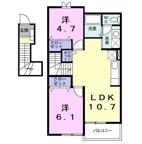 エクセルグリーン(2LDK/2階)の間取り写真