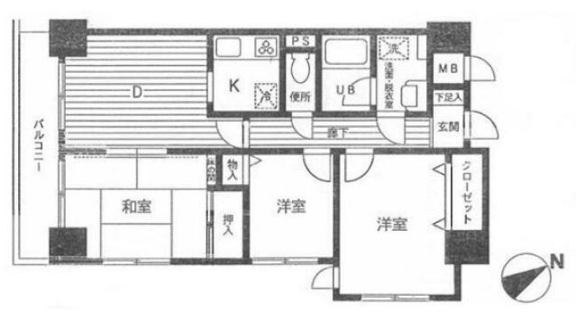 ダイアパレス鶴見中央(2SDK/4階)の間取り写真