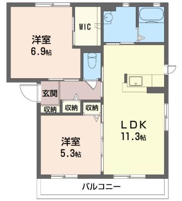 ニコ・アベニューB(2LDK/2階)の間取り写真