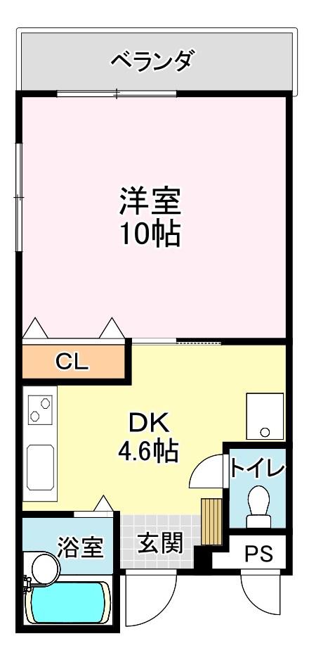 グランドハイツ高田弐番館(1DK/3階)の間取り写真