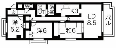 FIG・TREE2号館(3LDK/2階)の間取り写真