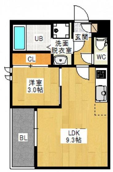 REGALEST 宇品御幸(1LDK/1階)の間取り写真