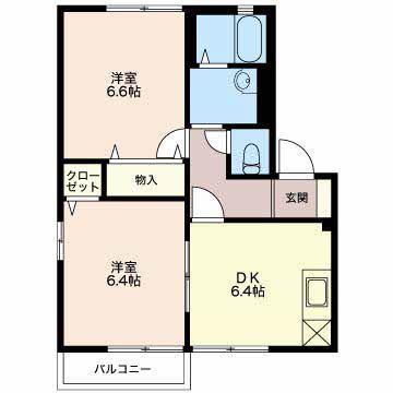 ヴィラジャスティス(1LDK/2階)の間取り写真