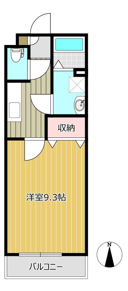 ヒルトップテラス(1K/2階)の間取り写真