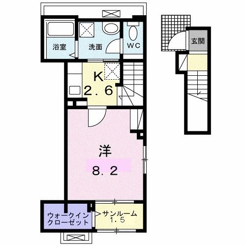 セント ヴィレッジ(1K/2階)の間取り写真