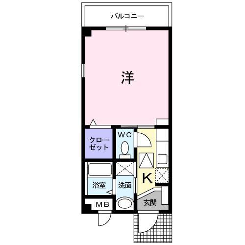 プランドールT医大前(1K/1階)の間取り写真