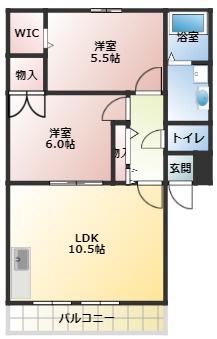 ボナールS(2LDK/2階)の間取り写真