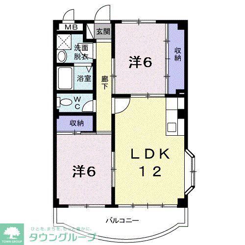 スリーズマンション(2LDK/2階)の間取り写真