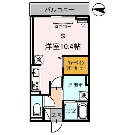 ドマーニ巽(ワンルーム/2階)の間取り写真