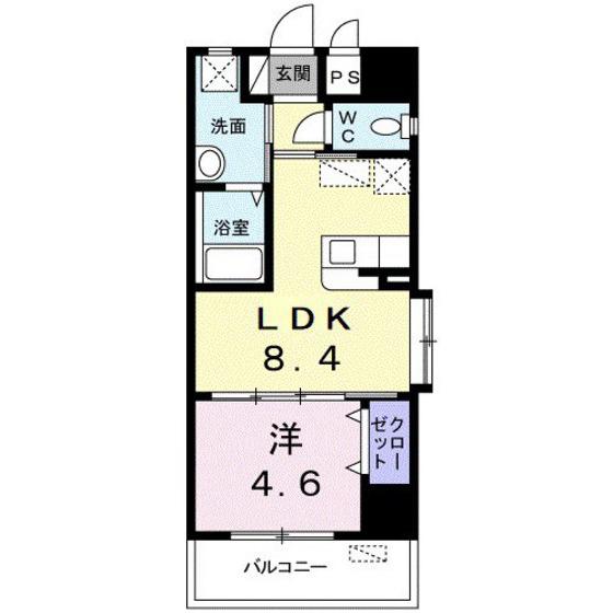 西武門みーちハウス(1LDK/5階)の間取り写真