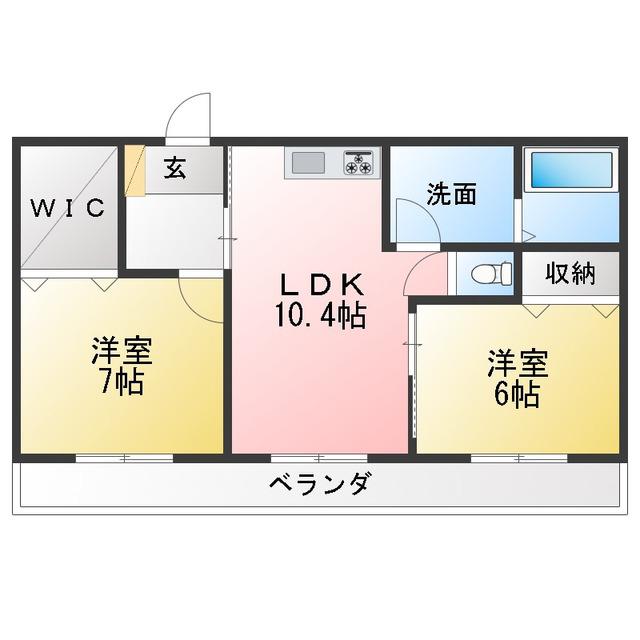 PRIMAL JUPITER(2LDK/1階)の間取り写真