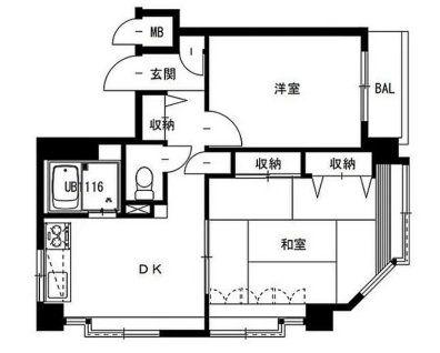 青麦ビル(2DK/2階)の間取り写真