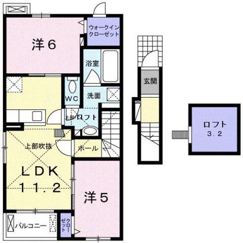 スカイステージ I(2LDK/2階)の間取り写真