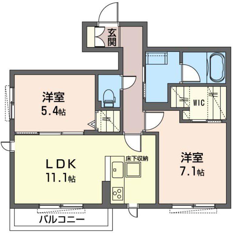 エピナール(2LDK/1階)の間取り写真