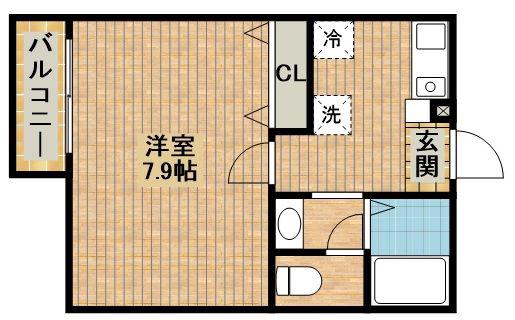 ルシエル(1K/1階)の間取り写真