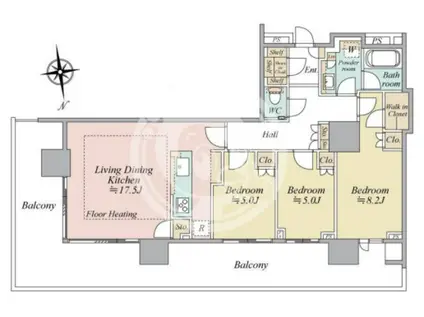 HARUMI FLAG PARK VILLAGE T棟(3LDK/40階)の間取り写真