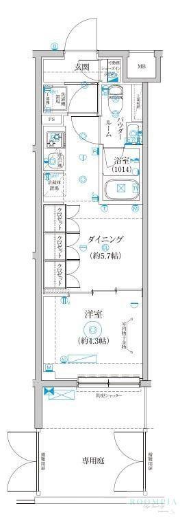セジョリ上石神井(1DK/1階)の間取り写真